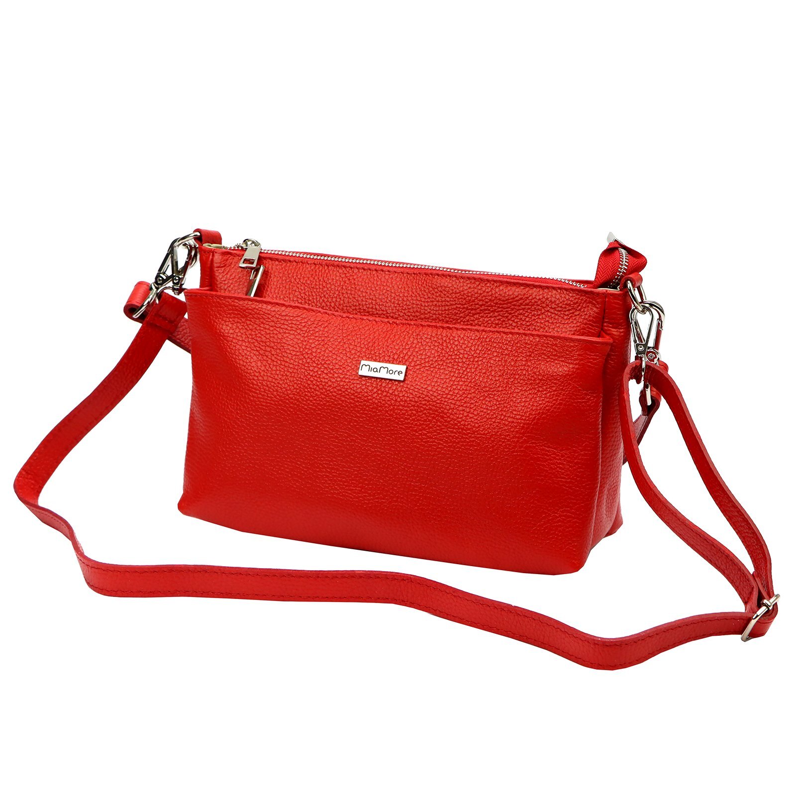 Kožená crossbody kabelka MiaMore 01-016 červená