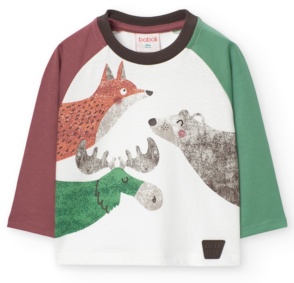 Boboli Chlapecké tričko s barevnými rukávy Zvířátka