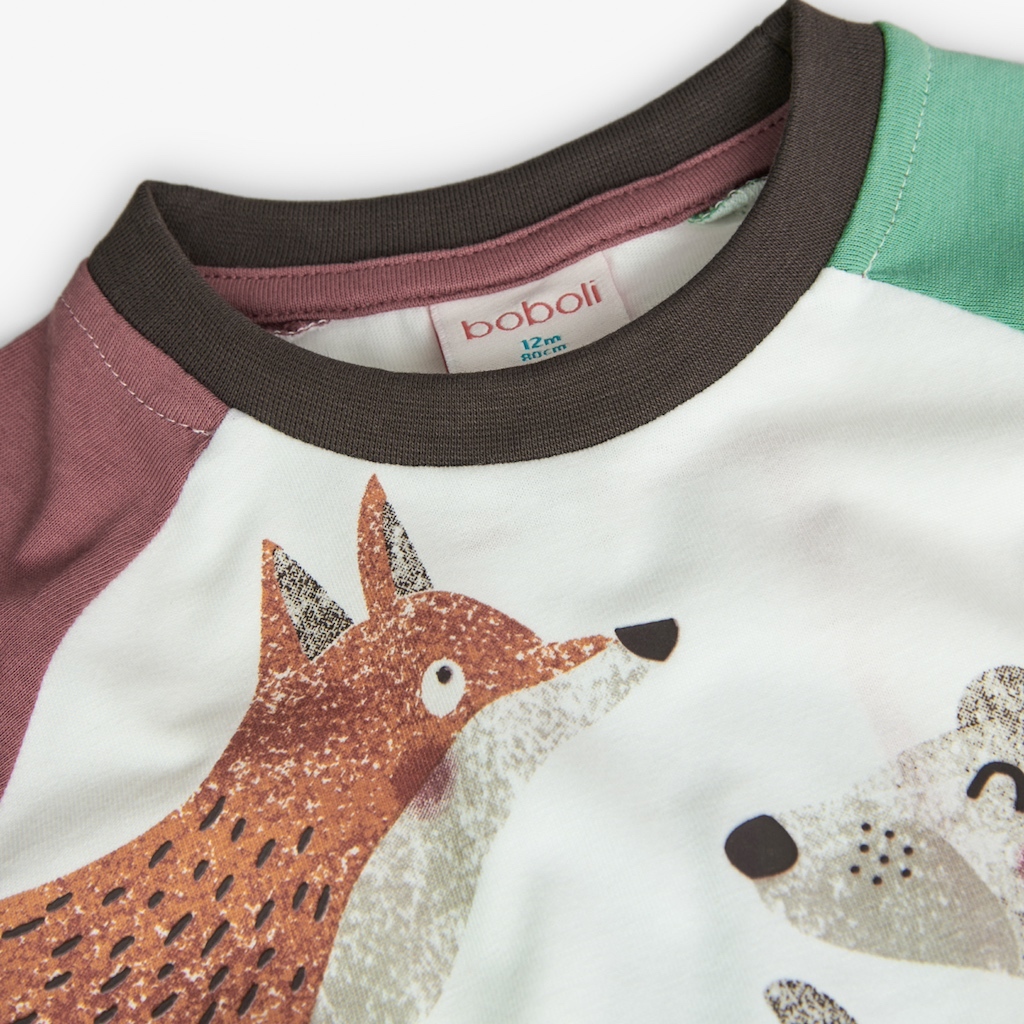Boboli Chlapecké tričko s barevnými rukávy Zvířátka