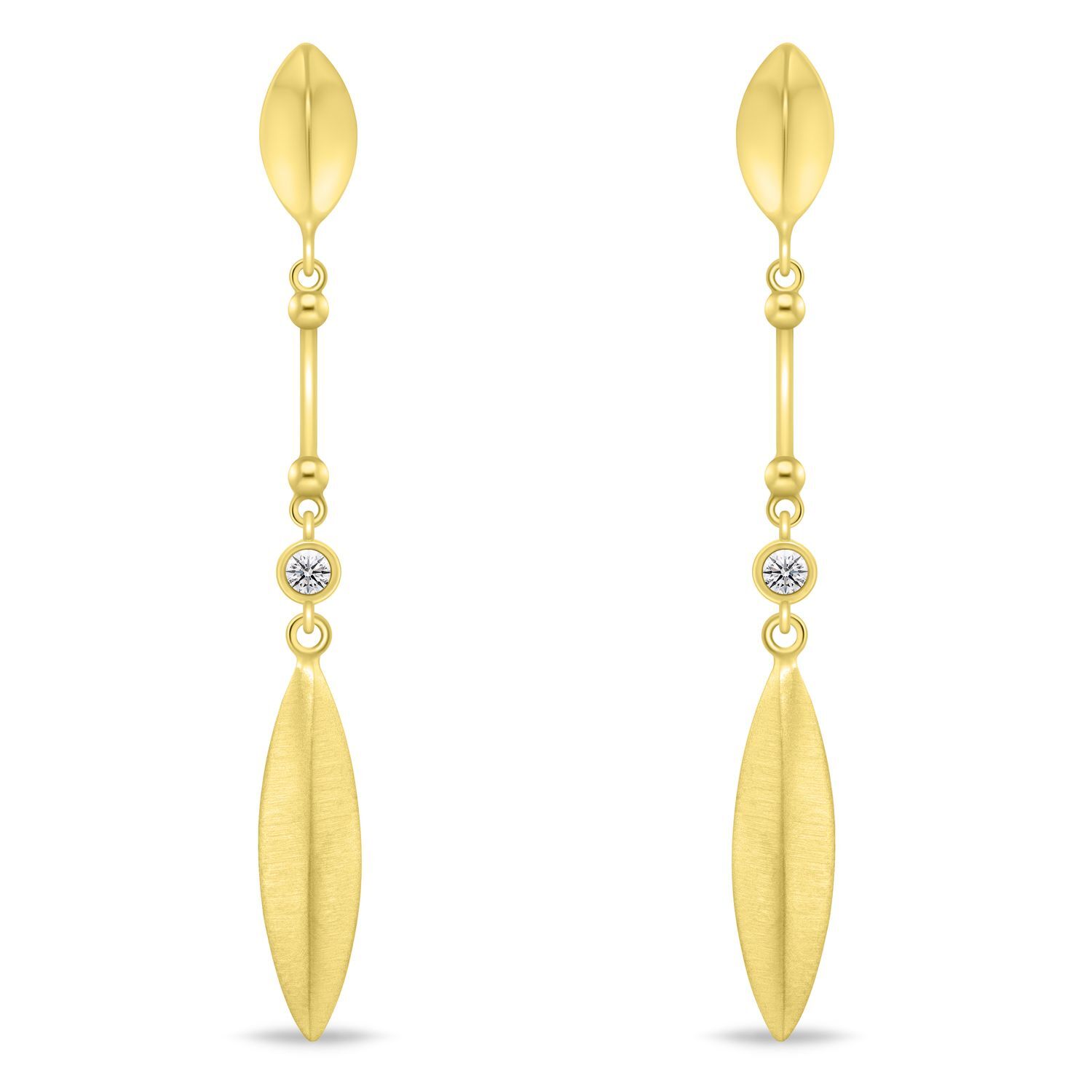 Brilio Silver Stylové dlouhé pozlacené náušnice EA1037Y