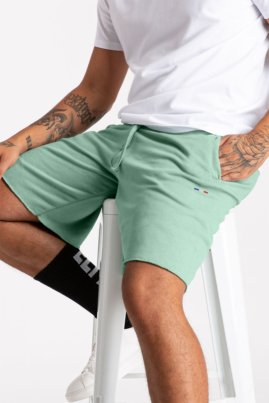 Šortky, Barva Světle Zelená, s Potiskem French Stripe