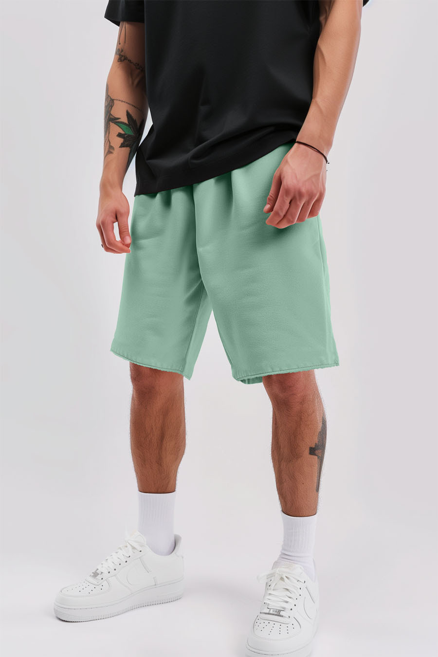 Šortky, Barva Světle Zelená, s Potiskem French Stripe