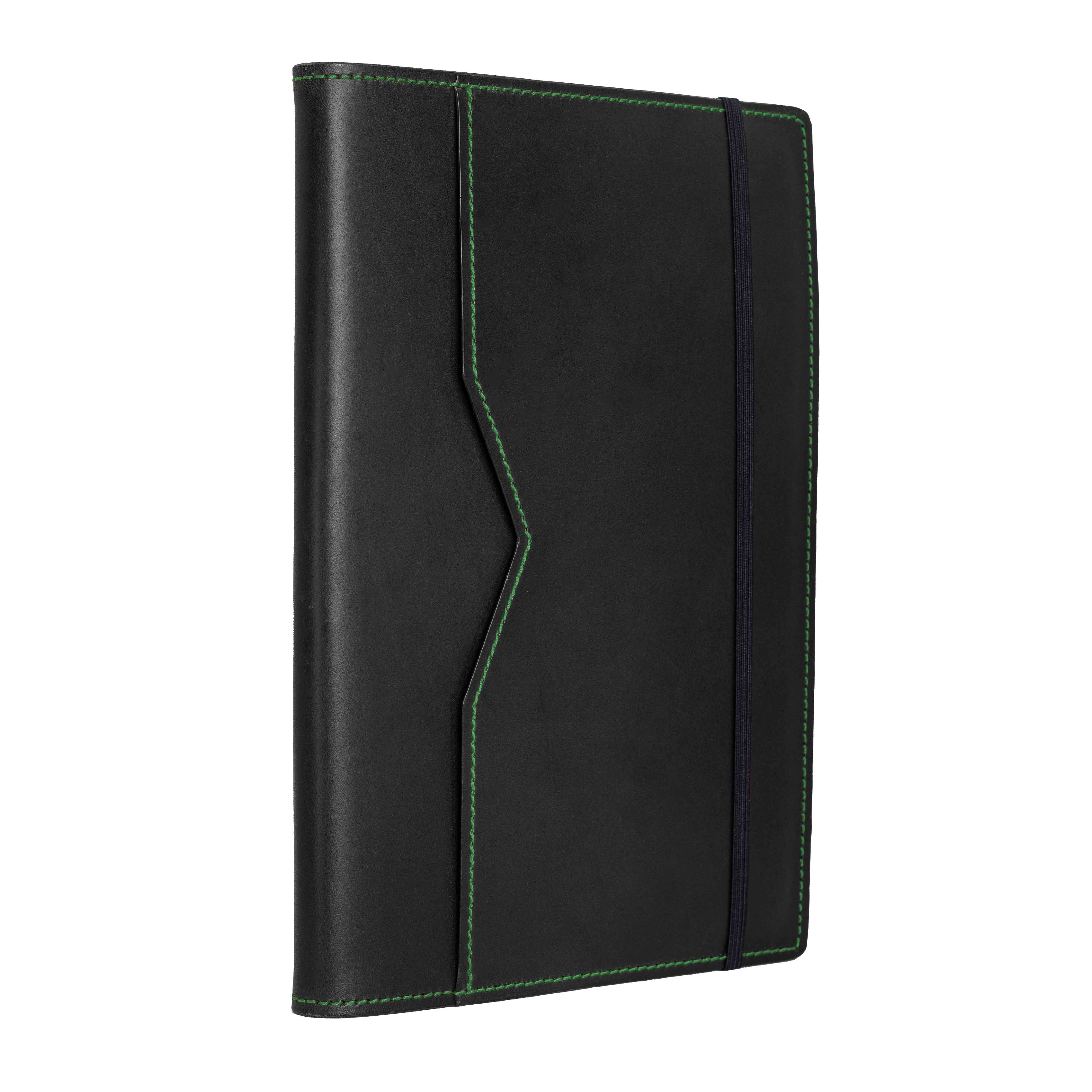 Kožedělník Luxusní kožený zápisník A5, Černá, zelené prošití