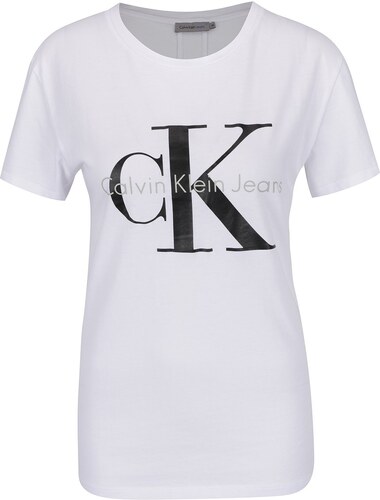 Bílé dámské tričko Calvin Klein Jeans Shrunken - GLAMI.cz