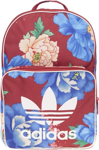 Červený dámský květovaný batoh adidas Originals - GLAMI.cz