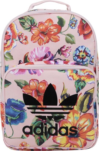 Světle růžový dámský batoh s květovaným potiskem adidas Originals Classic -  GLAMI.cz