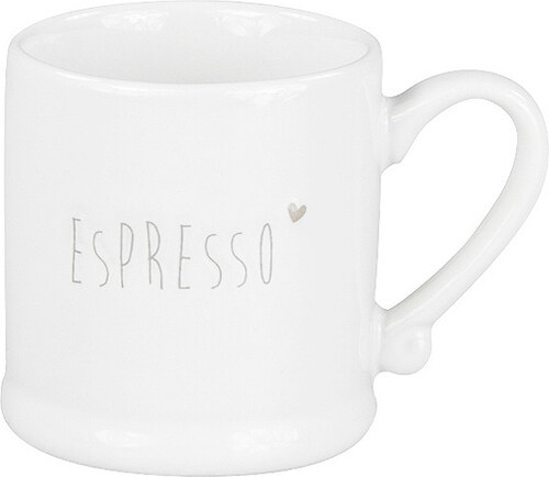 Bastion collections - Hrnek na espresso, bílý, keramika, s šedým nápisem  Espresso a srdíčkem - (RJ- - GLAMI.cz