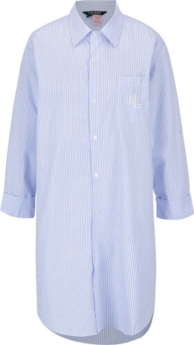 Modro-bílá pruhovaná noční košile s kapsou Lauren Ralph Lauren Heritage -  GLAMI.cz