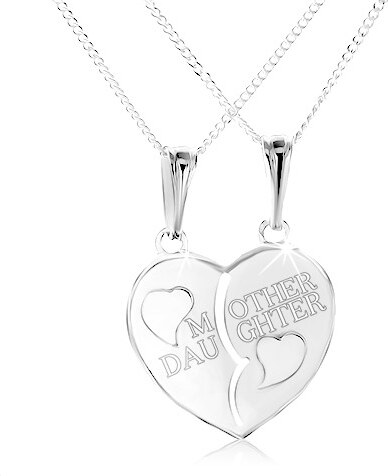 Šperky Eshop - Stříbrný náhrdelník 925, rozpůlené srdce s nápisem 