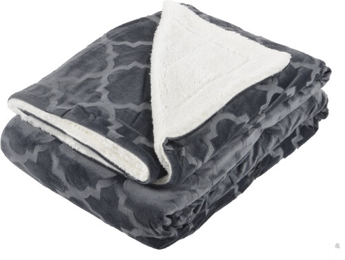 Luxusní deka z mikrovlákna s beránkem SHERPA tmavě šedá 150x200 cm Essex -  GLAMI.cz