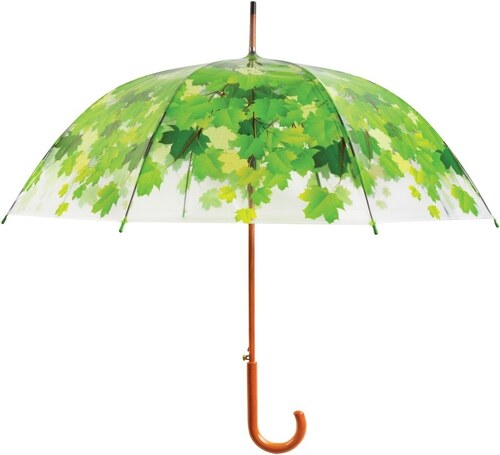 Bonami Transparentní větruodolný holový deštník se zelenými detaily  Esschert Design Ambiance Birdcage Leaf, ⌀ 92,5 cm - GLAMI.cz