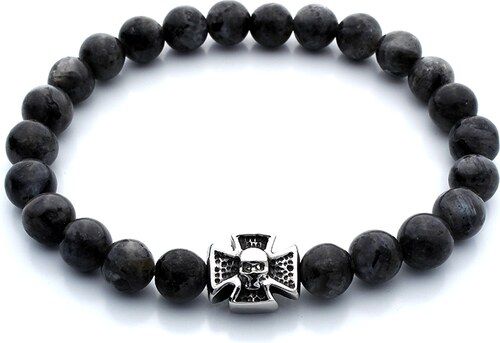 BM Jewellery Pánský korálkový náramek keltský kříž - šedý jaspis S470120 -  GLAMI.cz