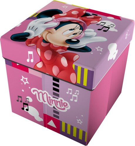 Dětský Sedací puf / box na hračky 2v1 Minnie Mouse Myška růžový 32x32x32cm  - GLAMI.cz