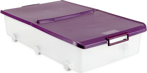 Průhledný úložný box pod postel na kolečkách s fialovým víkem Ta-Tay  Storage Box - GLAMI.cz