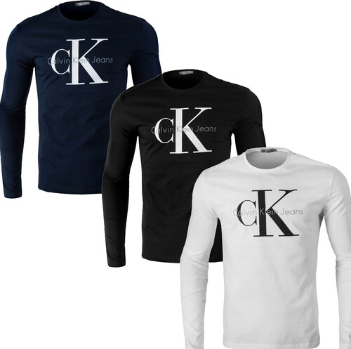Pánská trička Calvin Klein s dlouhým rukávem 3 pack - černá / bílá / navy -  GLAMI.cz