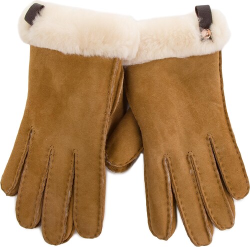Dámské rukavice UGG - W Shorty Glove W/Leather Trim 17367 Chestnut M -  GLAMI.cz