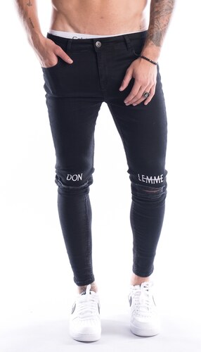 Don Lemme Džíny Knee Embroidery - Black - GLAMI.cz