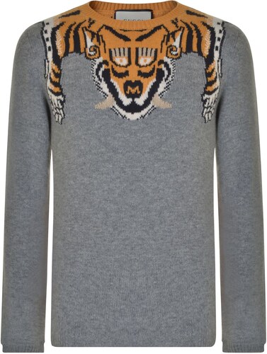 Svetr Gucci Tiger Detail Wool Sweatshirt - GLAMI.cz