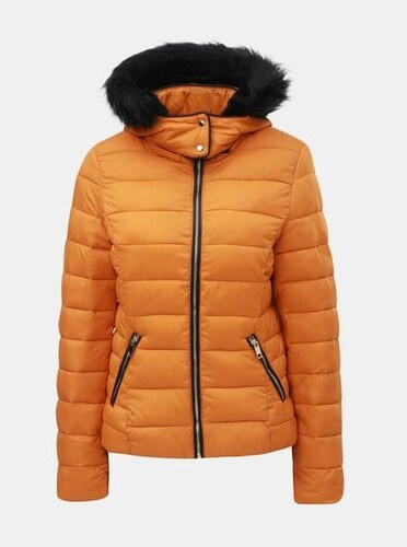 TALLY WEiJL oranžová zimní prošívaná bunda s odnímatelnou kapucí XL -  GLAMI.cz