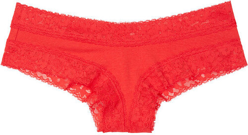 VICTORIA´S SECRET Kalhotky Victoria's Secret Stretch Cotton Lace-waist  Cheeky Panty červená L - GLAMI.cz