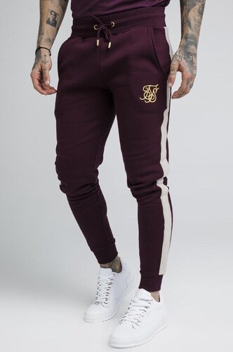 Burgundy SikSilk Taped Fitted Joggers 