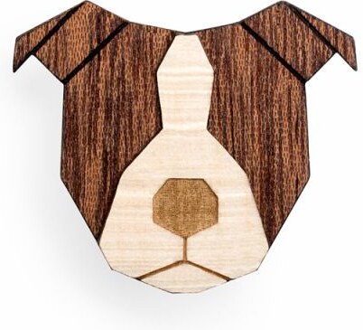 BeWooden Dřevěná brož ve tvaru psa Staffordshire Bull Terrier Brooch -  GLAMI.cz