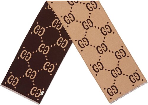 Gucci GG jacquard wool silk scarf - Brown - GLAMI.cz
