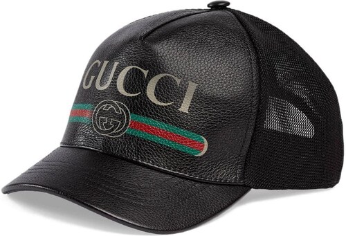 Gucci black logo print leather baseball cap - GLAMI.cz