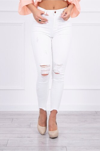 Dámské bílé roztrhané džíny Pink Jeans model DJ-1000 - GLAMI.cz