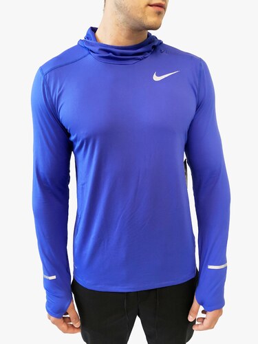 Nike DRI FIT Running sportovní fialové funkční triko s dlouhý rukáve a  kapucí s loge Fialová - GLAMI.cz