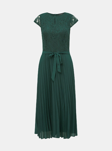 Zelené krajkové midi šaty s plisovanou sukní Dorothy Perkins - GLAMI.cz