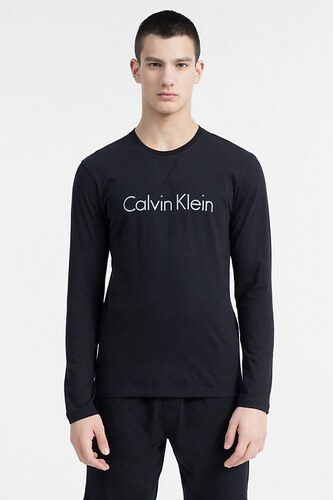 Pánské tričko Calvin Klein Logo Comfort dlouhý rukáv - černé - GLAMI.cz