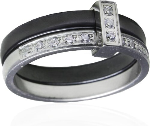 Dámský černý keramický prsten se zirkony BLACK&WHITE S902120 - GLAMI.cz