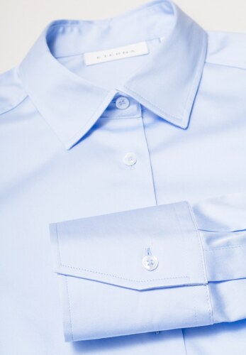 Saténová dámská košile světle modrá dlouhý rukáv ETERNA Modern Classic  stretch bavlna Easy Iron - GLAMI.cz