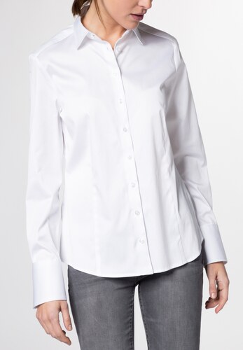 Bílá dámská košile dlouhý rukáv ETERNA Modern Classic saténová stretch  bavlna Easy Iron - GLAMI.cz