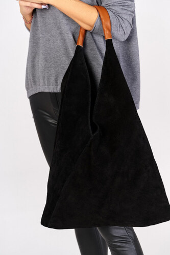 Italiamoda Stylová velká černá kožená taška pytel, kabelka ve tvaru vaku (1  ks skladem) - GLAMI.cz