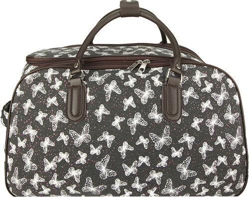 L&S černá s motýlky cestovní taška na kolečkách kufr With Wheels -  schválené kabinové zavazadlo LS-AGT1010D_BLACK - GLAMI.cz