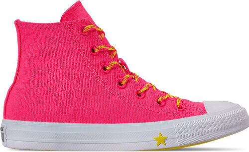 Converse neonově růžové tenisky Chuck Taylor All Star Hi Racer Pink/Fresh  Yellow - 39,5 - GLAMI.cz