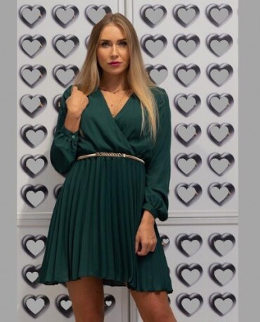 Šifonové šaty s plisovanou sukní zelené LF LF03 - GLAMI.cz