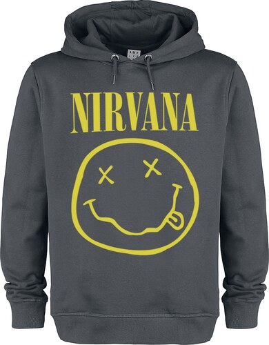 Nirvana - Amplified Collection - Smiley - Mikina s kapucí - charcoal -  GLAMI.cz