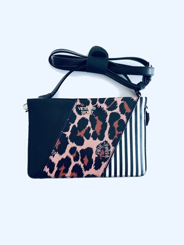Victoria's Secret Leopard Stripe luxusní kabelka s proužky a leopardím  vzorem Černá - GLAMI.cz
