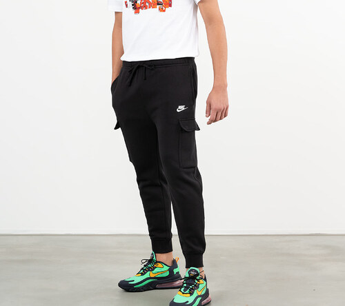Nike Sportswear Club Cargo BB Pants Black/ Black/ White - GLAMI.cz