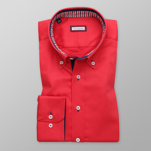 Willsoor Pánská košile WR Slim Fit v červené barvě (výška 176-182) 4539 -  GLAMI.cz