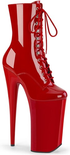 Pleaser Extrémně vysoké červené kotníčkové boty BEY1020/R/M - GLAMI.cz