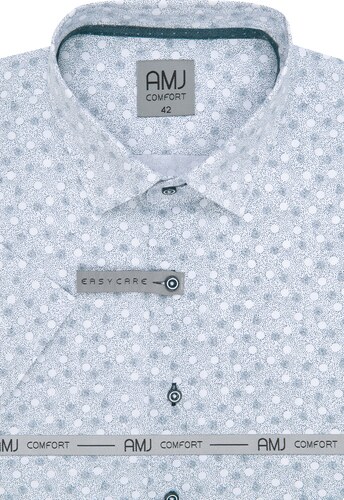 Košile AMJ Slim fit s krátkým rukávem - bílá se vzorem - GLAMI.cz