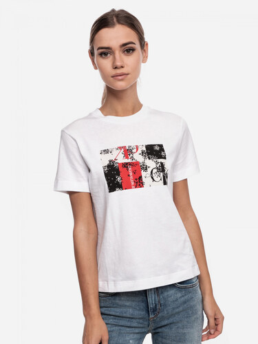 Calvin Klein dámské bílé tričko s potiskem MIXED PRINT TEE - GLAMI.cz
