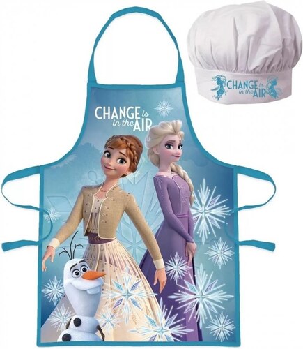Dětská / dívčí zástěra s kuchařskou čepicí Ledové království 2 - Frozen 2 -  motiv Anna a Elsa s Olafem - pro děti 3 - 8 let - GLAMI.cz