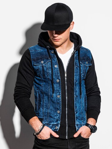 Ombre Clothing Pánská jeansová bunda s kapucí Brayden C322 - GLAMI.cz