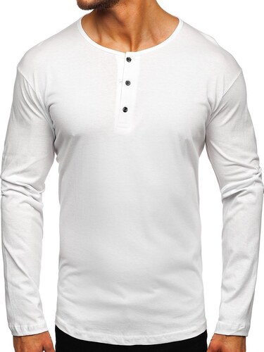 Bílé pánské tričko s dlouhým rukávem na knoflíky Bolf 1114 - GLAMI.cz