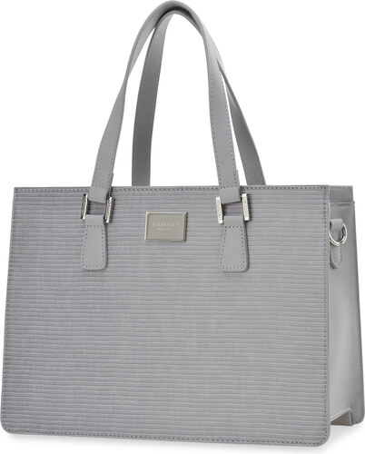 Elegantní dámská pevná šedá kabelka taška kufřík a4 aktovka monnari s  vytlačeným reliéfovaným povrchem - šedý - GLAMI.cz